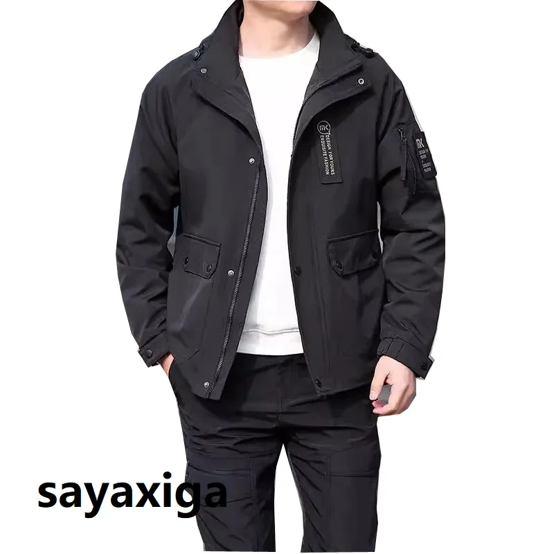 

Windbreaker Men's Waterproof Jacket Spring Women Jacket Coat Men's Outdoor Sports Arm Pocket Jacket Hooded Multi-Pockets Outwear