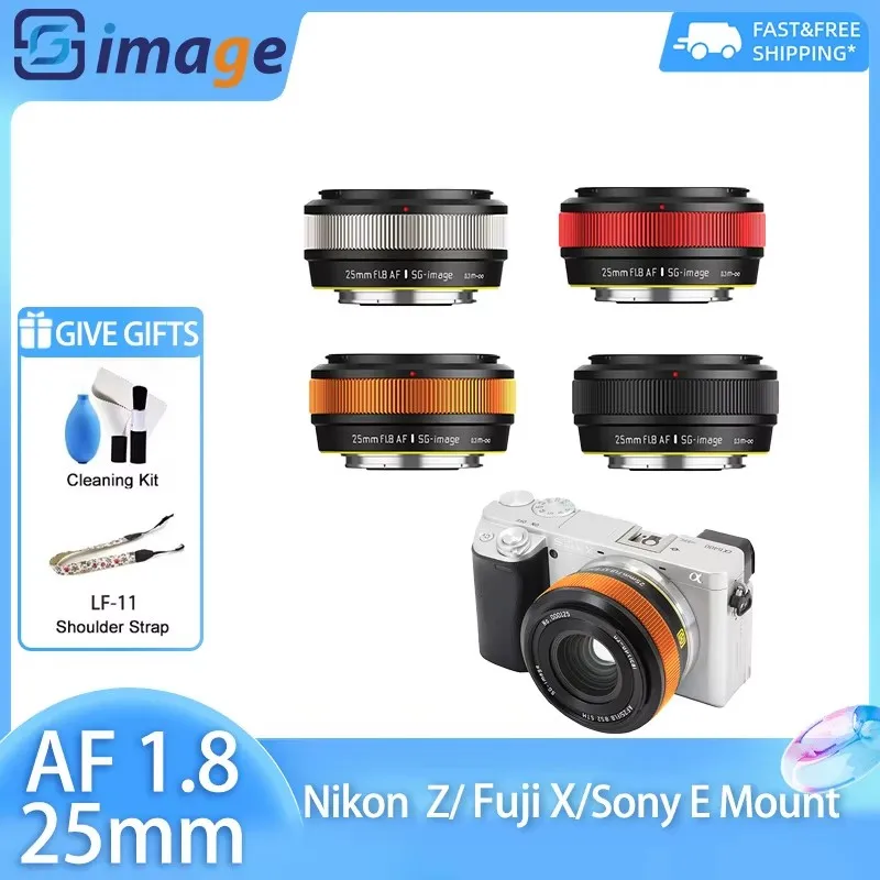 SG image 25mm F1.8 AF APS-C automatic Large Aperture Portrait Lenses with STM silent motor for Sony E ZVE10 A7 Fuji X Nikon Z
