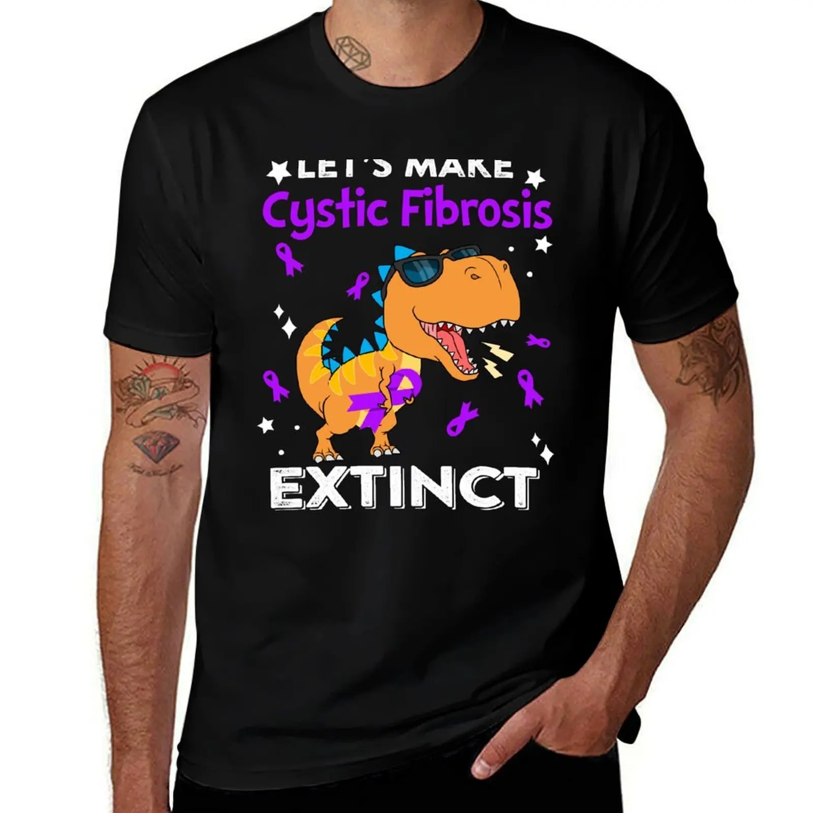 Let's Make Cystic Fibrosis Extinct Cystic Fibrosis Warrior Gift T-Shirt Large Size Breathable Tee T-Shirt