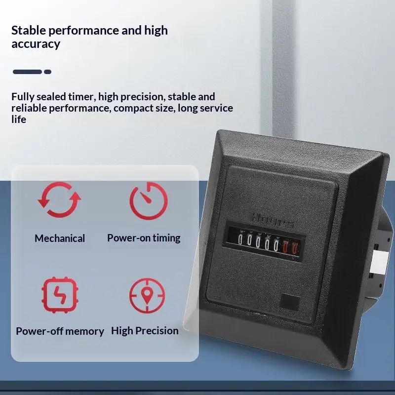 0-99999.9 Digital Hour Gauge Meter AC 220-240V Hermetic Counter 50Hz Accurate for Equipment Monitoring