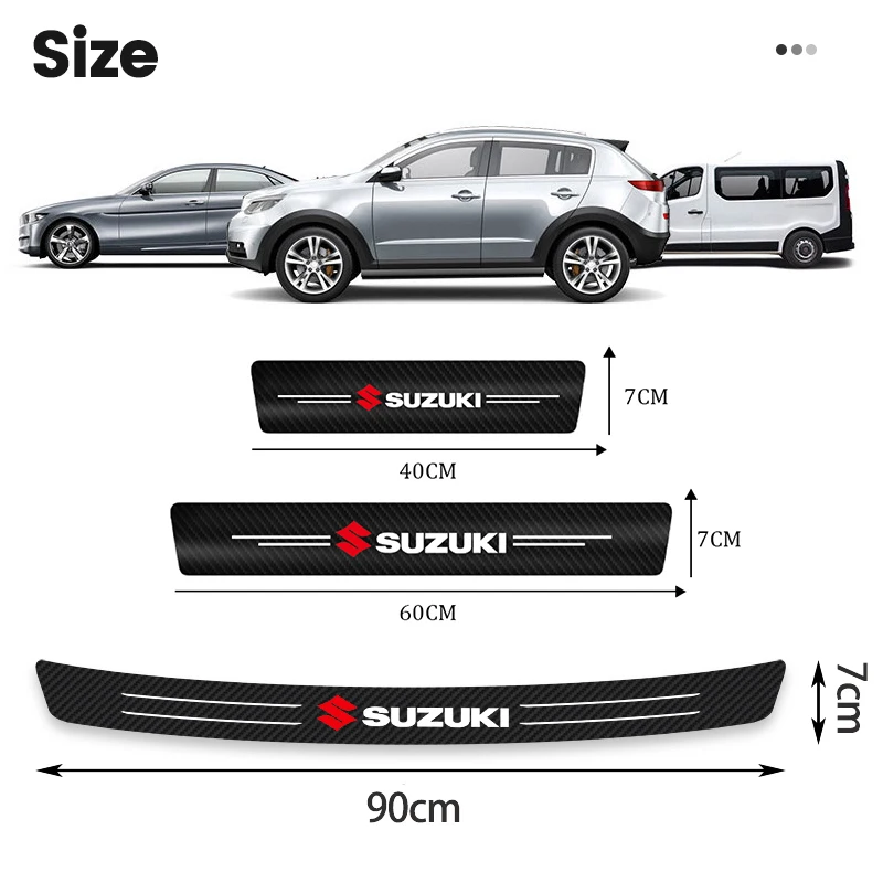 Car Door Threshold Stickers for Suzuki Swift Jimny Vitara Accessory Carbon Fiber Strip Trunk Rear Bumper Guard Scratch Protector