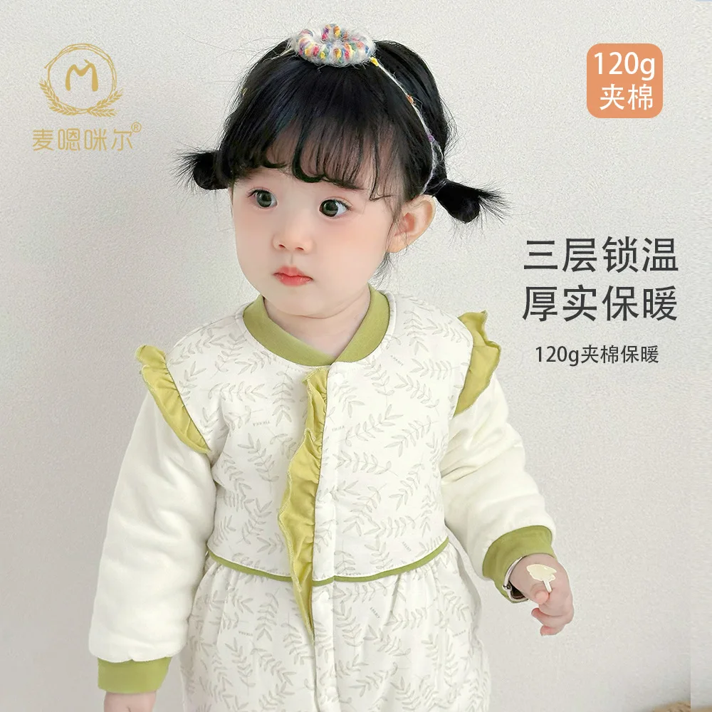 رومبير مريح للأميرة الرعوية للفتيات الصغيرات، ملابس شتوية مبطنة بالقطن الحراري، بدلة لحديثي الولادة ناعمة صديقة للبشرة كهدية 0-2T