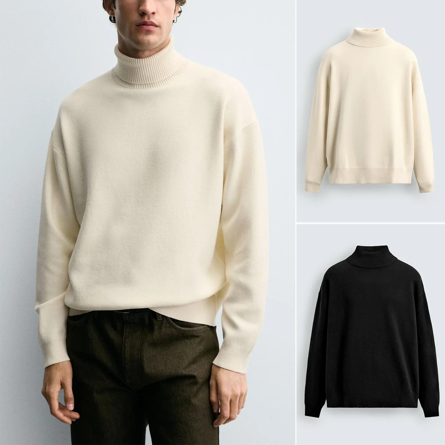 

Autumn Winter New Men's Lazy Sle Ribbing Decoration Layer Soft Touch Casual High Collar Long Sve Knitted Sweater 5536333