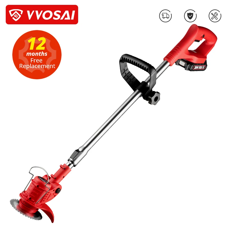 Vvosai Comprimento Ajustável Telescópico 20v Cortador de Grama sem Fio 45 ° 60 ° Ajuste de Ângulo Elétrica Aparador de Grama Ferramentas de Poda Jardim