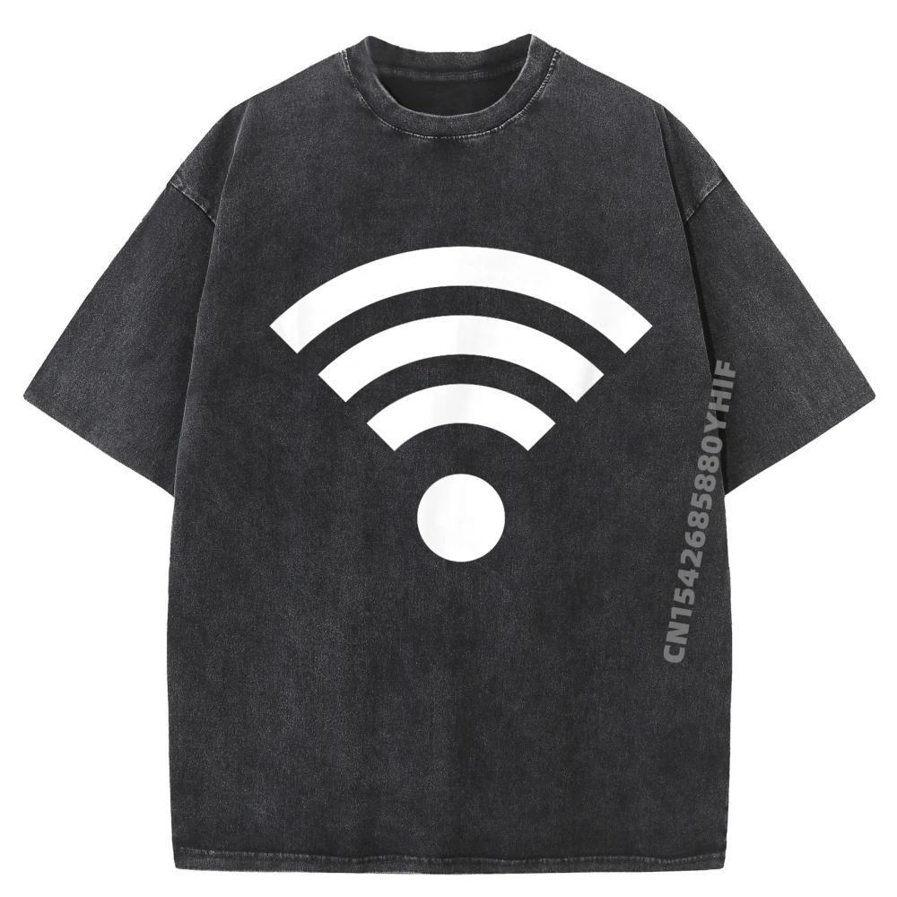 الجرافيك تيز واي فاي اللاسلكية واي فاي رمز تي شيرت للرجال مطبوعة تي شيرت ريترو غسلها الملابس عادية
