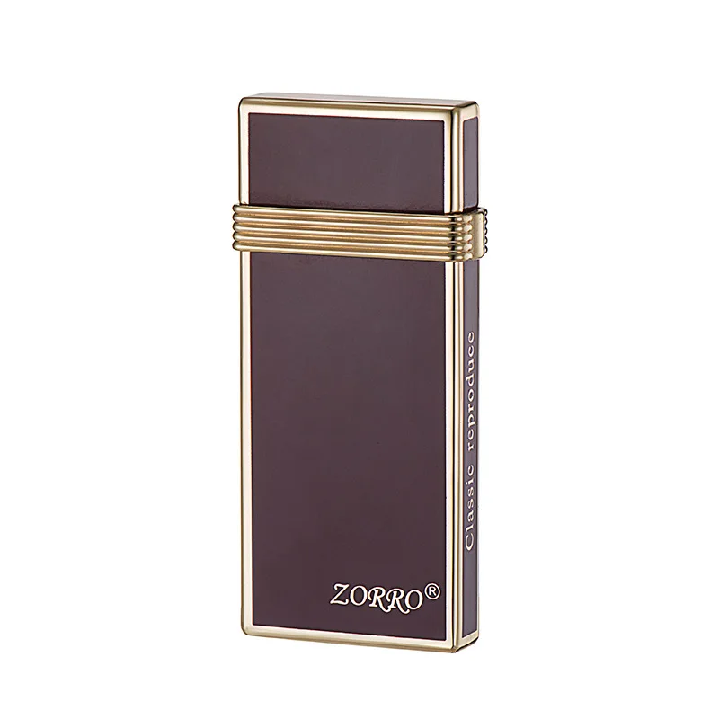 Zorro-Z723 Retro Classic Inflatable Lighter, Thin Creative, Open Flame, Grinding Wheel Ignition, Men\'s Gift