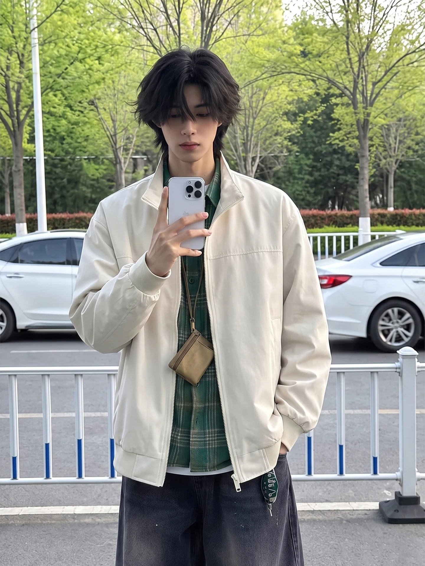 American Style Three-Proof Short Flight Jacket Men's Stand Collar Workwear Coat Cleanfit Retro Baseball Uniform Polyester Fiber