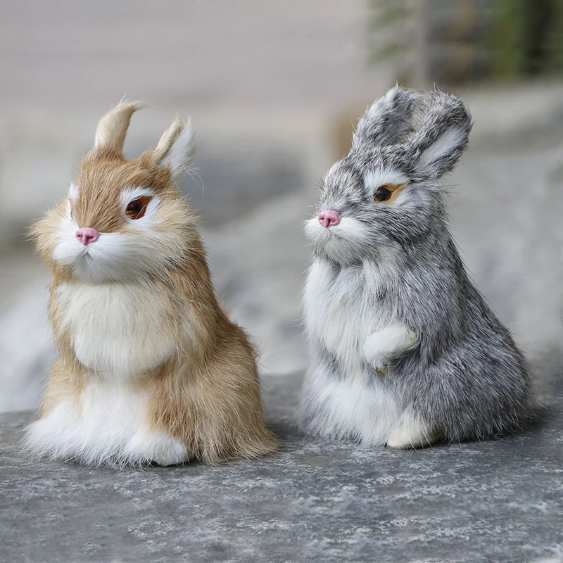 Simulation Plush Toys Action Figures Kids Gift Simulation Rabbit Toy Squatting Model Home Decoration Rabbit Model Easter Rabbits