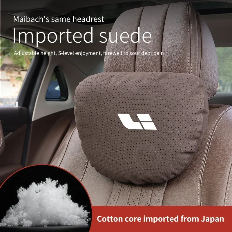 

For LEADING IDEAL Li Auto One L6 L7 L8 L9 Mega Suede Car Headrest Neck Support Seat Lumbar cushion Soft Neck Pillow Accessories