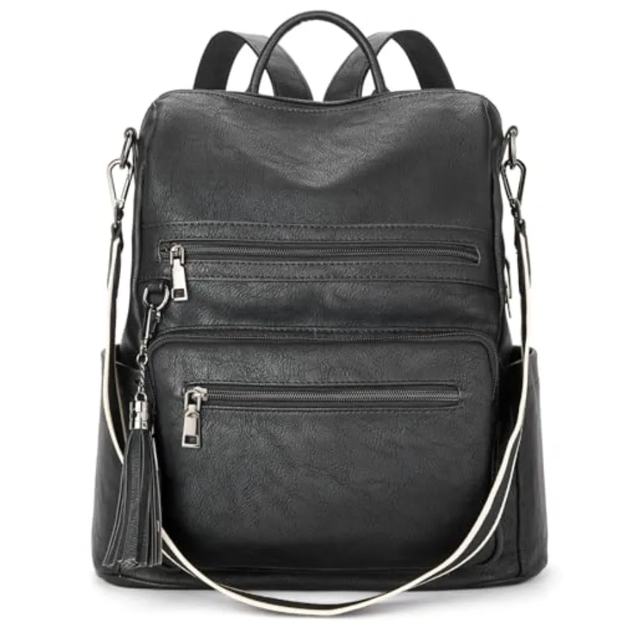 

Telena Womens Backpack Purse Vegan Leather Large Travel College Shoulder Bag with Tassel