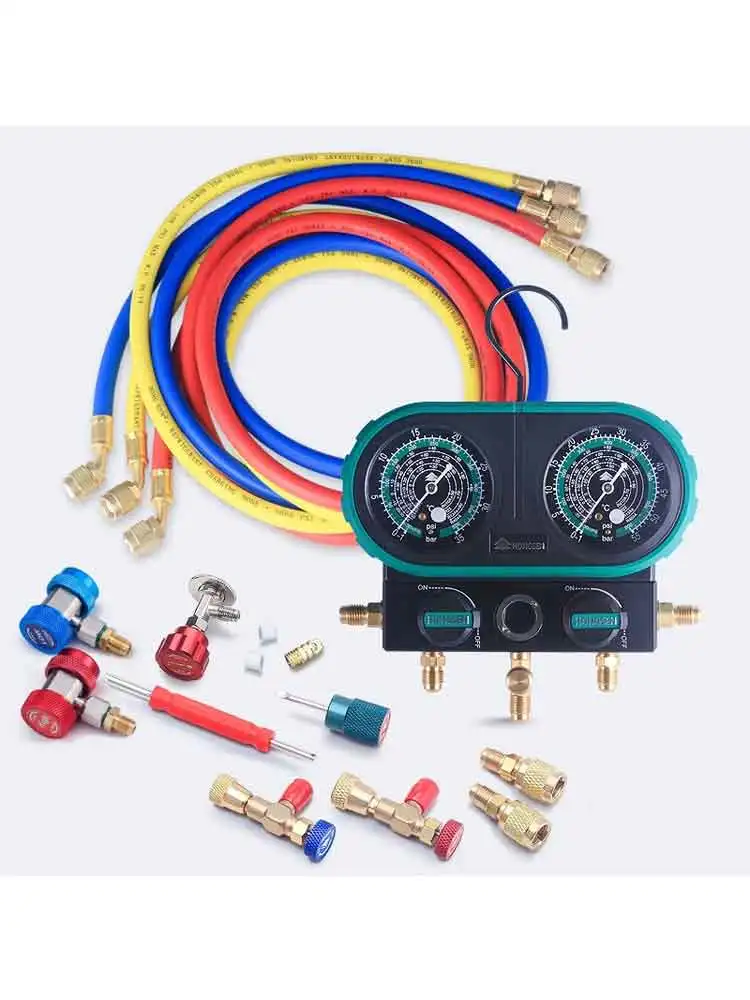 HONGSEN MVS Digital Refrigerant Manifold Gauge Air Condition Refrigeration Set Tools with Hose and Hook for R12 R22 R404A R134A