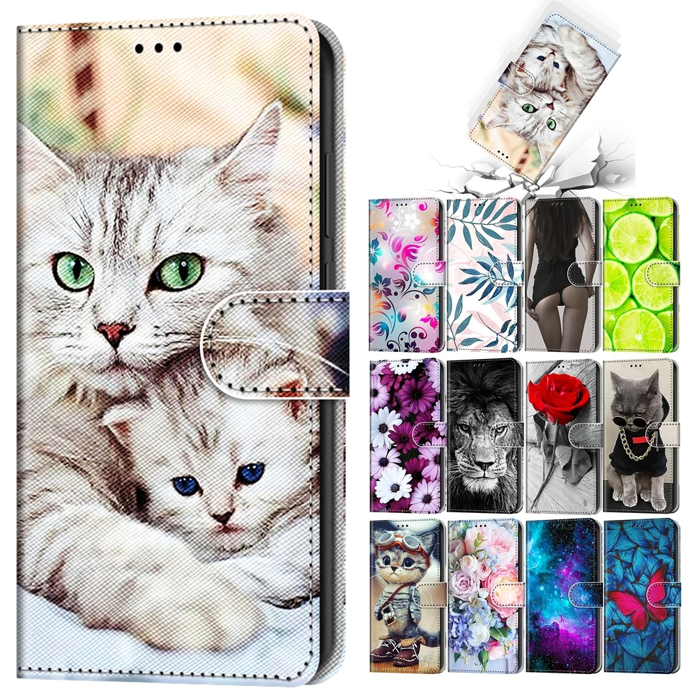 Case for Funda Xiaomi Redmi Note 9S 8T 7 6 5 Pro Note 4 4X 9 S Case Etui Cute Dog Cat Magnetic Wallet Leather Flip Cover women