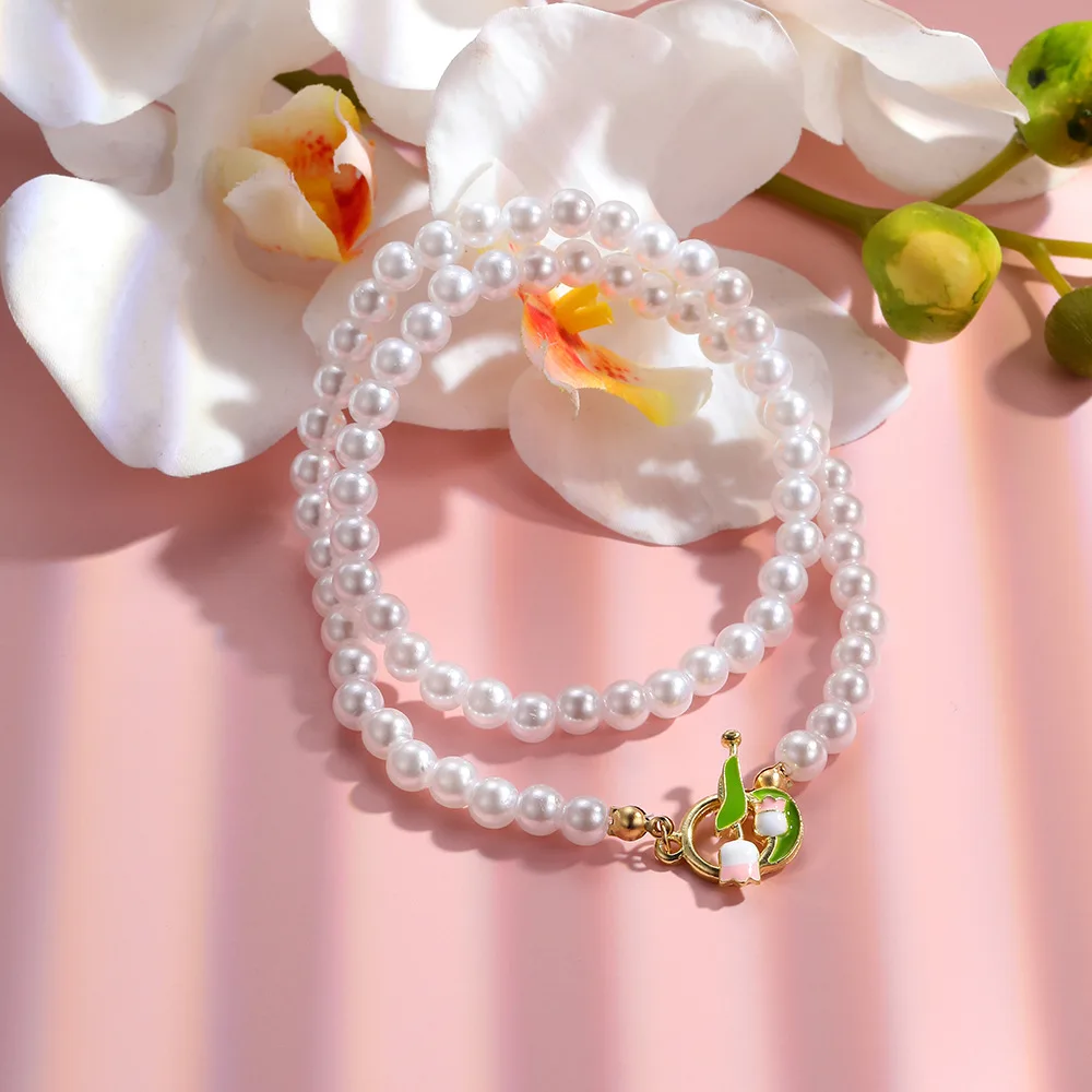 1Pcs Hot Selling Xiaoxiangfeng Super Fairy Flower Pearl Necklace Bracelet for Women, Fresh and Sweet Flower Neck Chain Bracelet