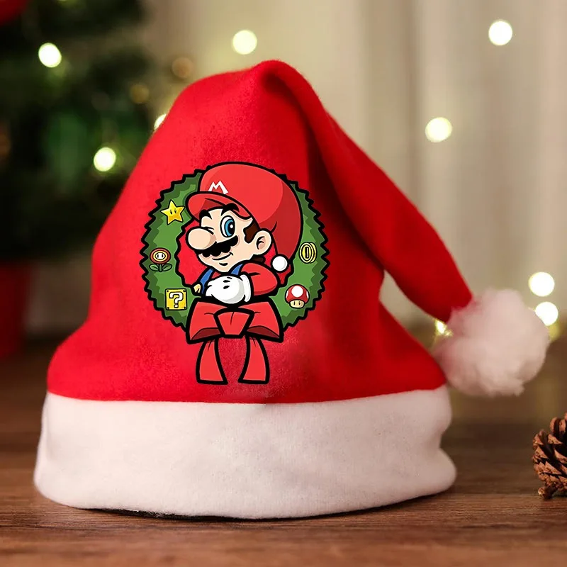 Super Mario Christmas Hats Anime Cartoon Game Cap Boys Girls Non-woven Fabrics Cap Family Merry Party Festival Decoration Gifts