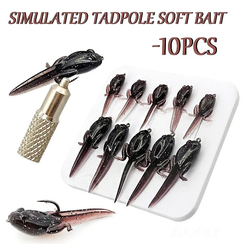 

10pcs1box Simulated Tadpole Soft Bait Fly Fishing Bionics Frog Cub Lure 36mm/26mm Wild Fishing Bass Mandarin Fish Loach TPE Bait