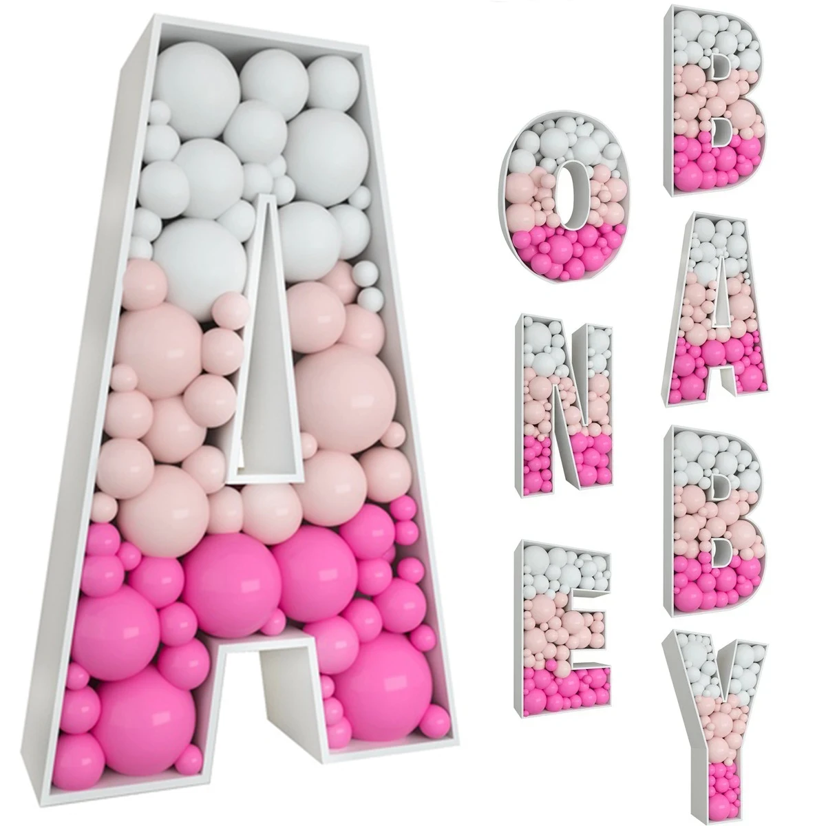 91.5CM A-Z Giant Letter Frame Stand Balloon Filling Box 1st Birthday Party Decoration Baby Shower Wedding Baby Shower Decor