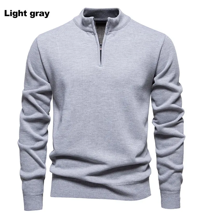 Herren-Fleece-Pullover mit halbem Reißverschluss und Stehkragen für Herbst und Winter, lässiges Jugendtrend-Strickoberteil, bequeme, vielseitige Kleidung – Detail 10