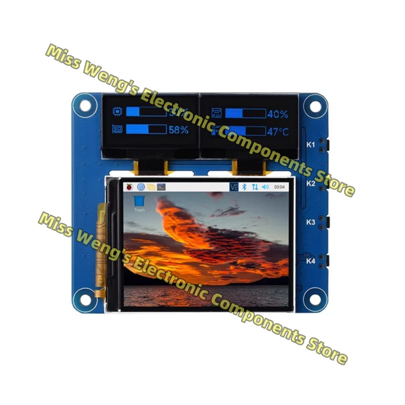 2-inch LCD triple screen expansion board IPS screen 0.96-inch blue OLED dual display screen OLED/LCD HAT (A)