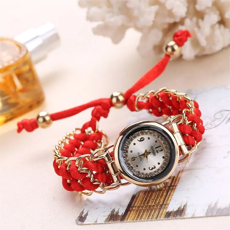 2023 Fashion Women Watches Knitting Rope Chain Winding Analog Quartz Wrist Watch Simple Ladies Casual Clock Relogio Feminino