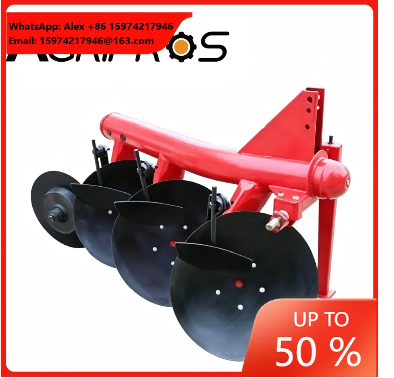 Disc Plough Tractor Plow 750mm Working Width 3 Point Linkage Non-Wrapping Fits 40-130HP Tractor Farm Plowing Equipment
