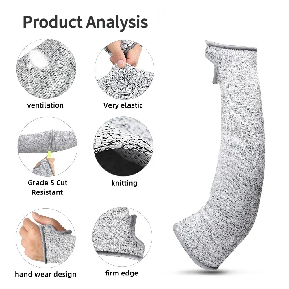 1Pc HPPE Cut-resistant Arm Sleeve, 5 Level Anti-Puncture Design, Durable Work Protection Arm Cover for Labor Safety Supplies