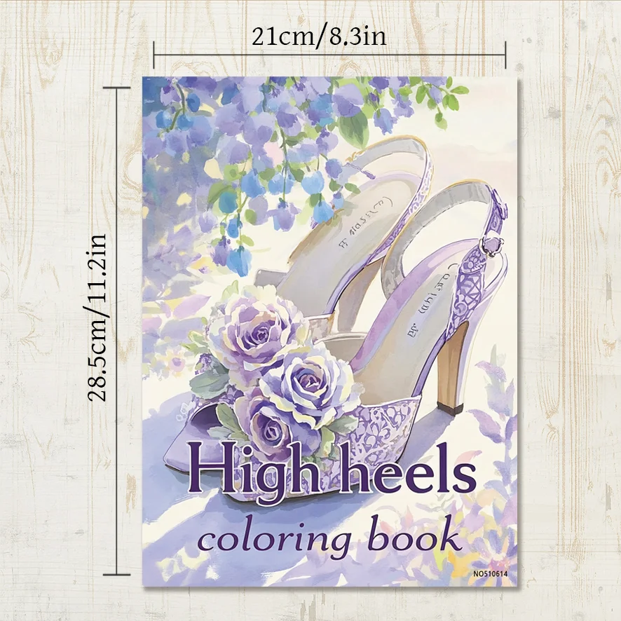 High Heels and Flowers Adult Coloring Book - 8.3x11.2 inches Stress relief coloring book 22 pages of art therapy illustrations