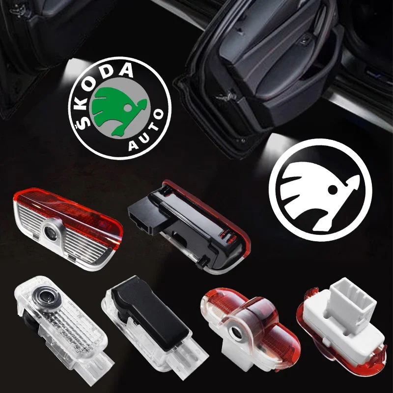 

2pcs LED Car Door Decoration Welcome Lights Projector Lamp For skoda Superb SUPERB Superb Octavia Fabia Roomster Accessories