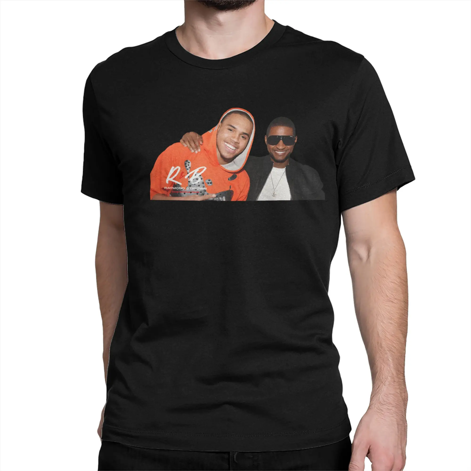Raymond and Brown R&B Tour Chris Brown Usher Raymond  T Shirts Men Cotton T-Shirts Round Collar  Tee Shirt Short Sleeve Tops