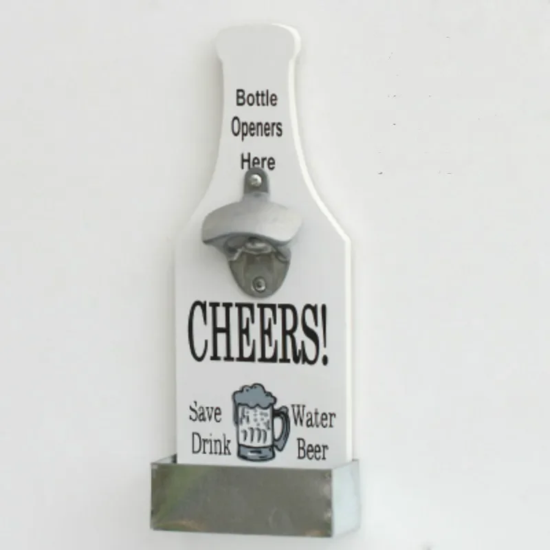 Creative Beer Bottle Opener Wood Wall Mounted Bar Home Restaurant Wall Decoration Wine Kitchen Bottle Can Opener Vintage Style