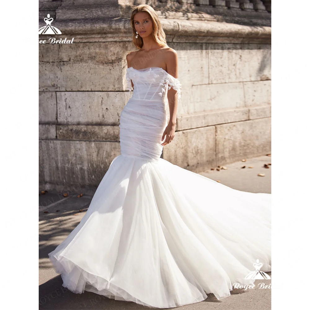 Roycebridal Strapless Mermaid Wedding Dress 2025 Lace Chapel Train Wedding Gown Customizedrobe de mariéevestido de noviaفساتين س