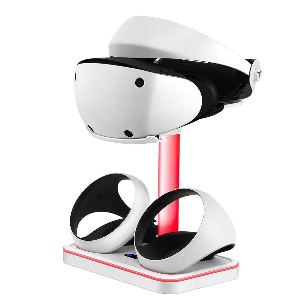 

Магнитная зарядная станция-подставка для контроллеров с RGB-подсветкой и хранением аксессуаров для PS VR2 (для контроллеров, очков и гарнитуры)