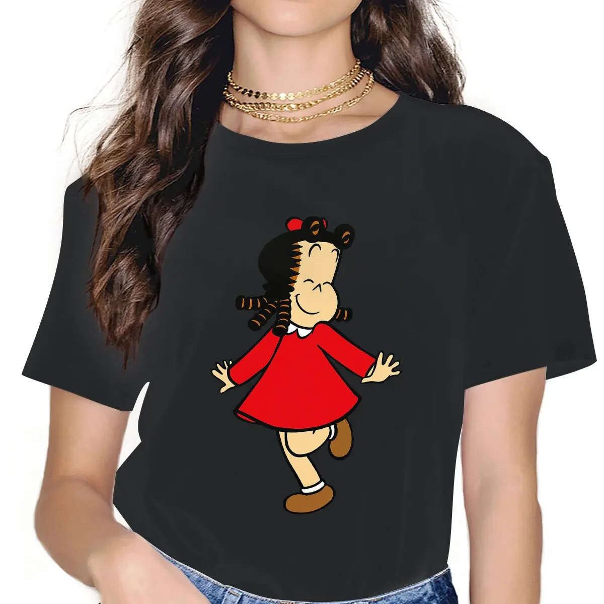 Happy Women Clothes Little Lulu Cartoon Oversized T-shirt Goth Vintage Female Blusas