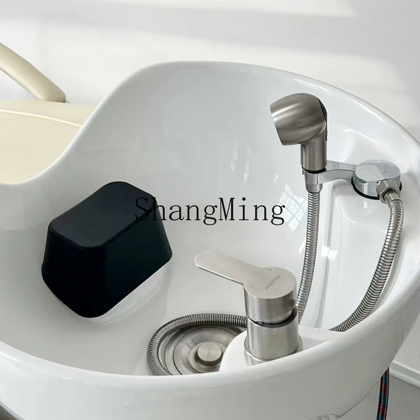 FG bellissimo lavabo da barbiere in ceramica shampoo letto per risciacquo lettino per shampoo di fascia alta speciale parrucchiere in acciaio inossidabile