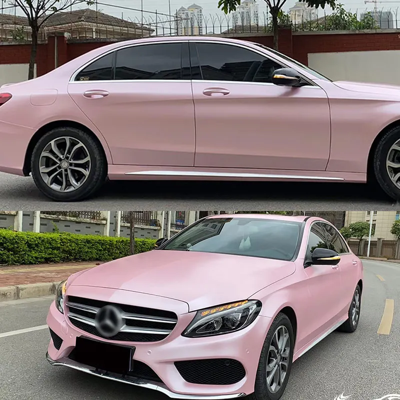 1.52x18m Air release PVC Vehicle Wrapping Stickers Electric light metal cherry pink Foil Glossy Vinyl Film Body Car Wrap Film