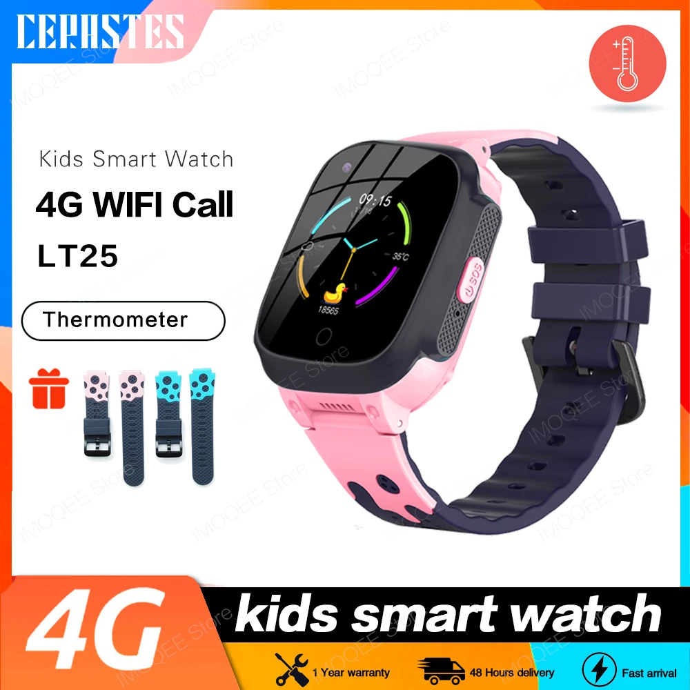 

Smart Watch Kids 4G gps WIFI Tracking Video Call Waterproof Thermometer SmartWatch Tracker Boy Girl Student Phone Clock LT25