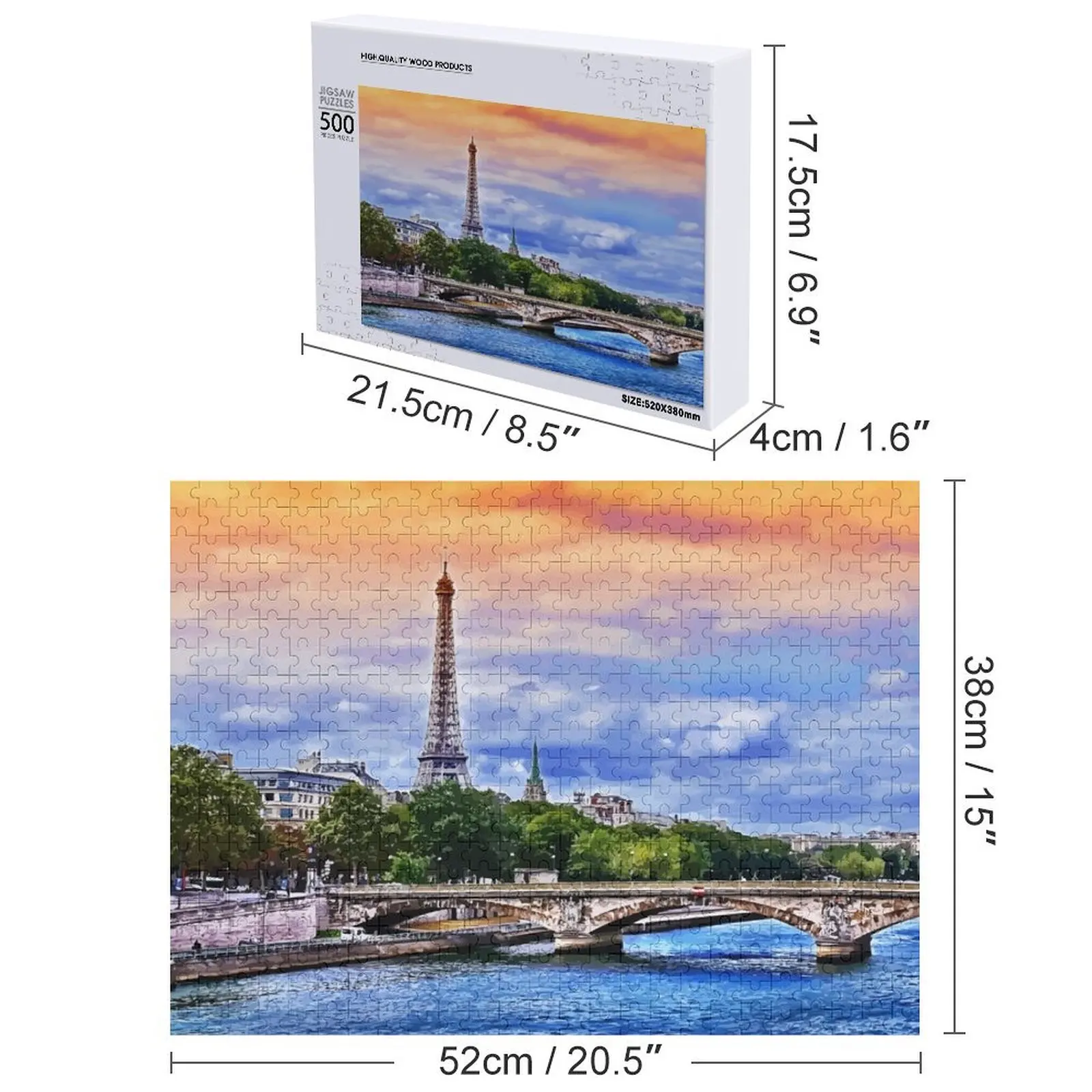 ปารีส - บนแม่น้ำแซน จิ๊กซอว์พัซเซิล ของตกแต่งไม้ ภาพวาด เกม ปริศนาสำหรับเด็ก