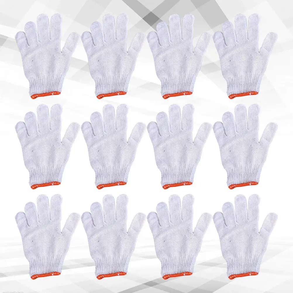 

12 пар хлопковых перчаток, защитные, прочные, для строительных работ, механиков, домашней мастерской, 600 г, белые хлопковые перчатки