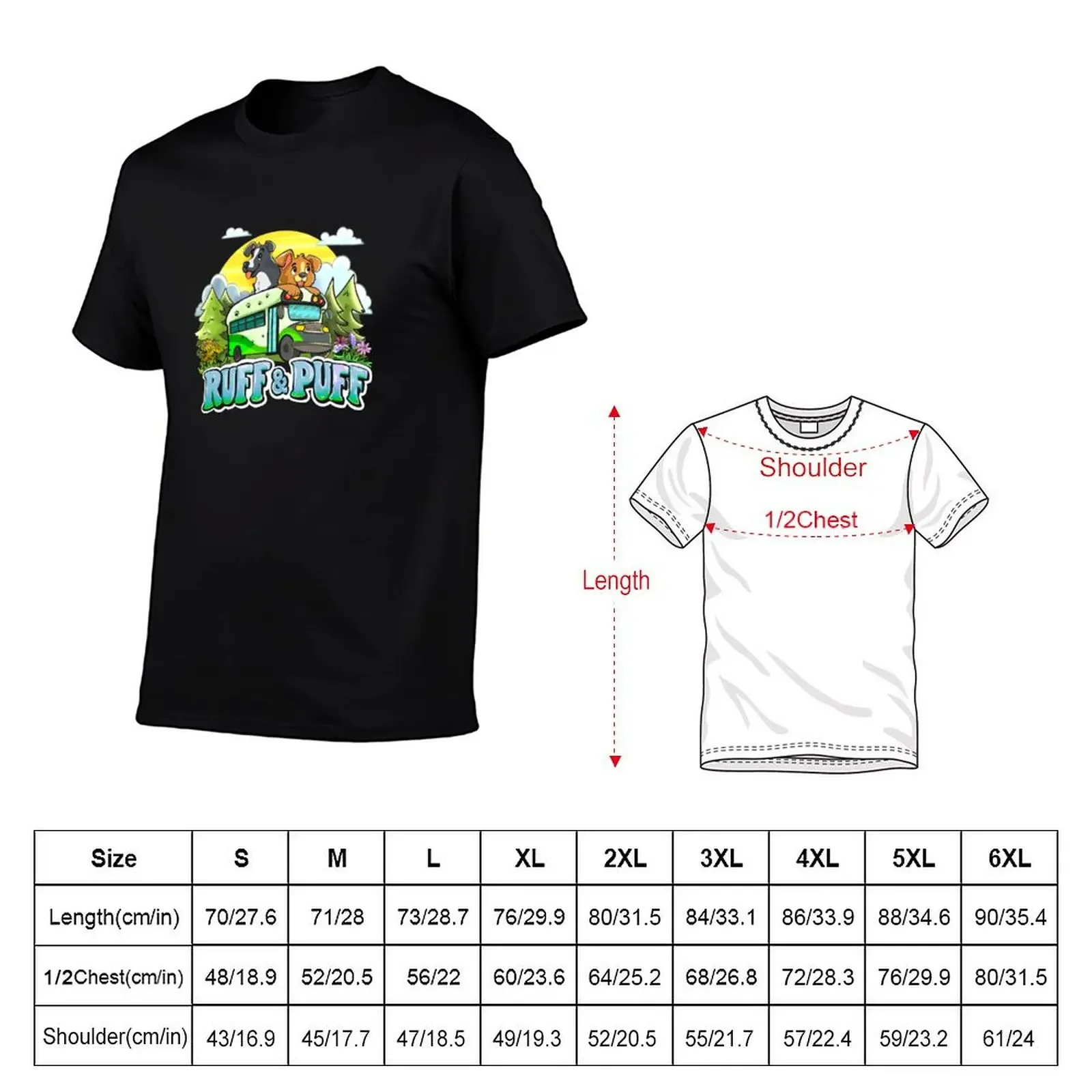 Cartoon Dog Bus - Ruff and Puff T-Shirt Short sleeve tee kawaii clothes shirts men