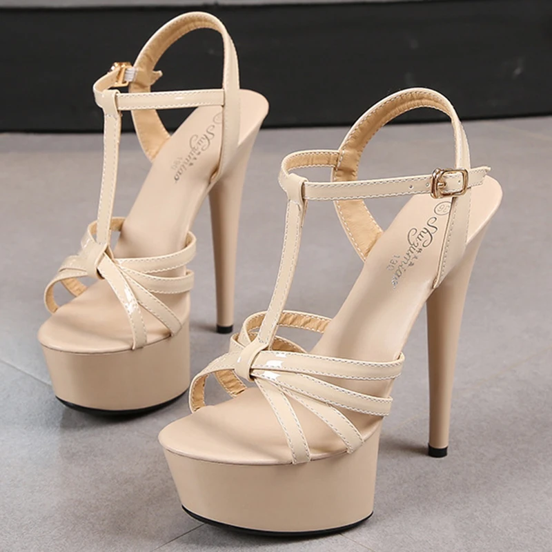 Sexy Waterproof Platform 13CM15cm Sandals Female Summer Catwalk Artifact Model High Heels Stilettos