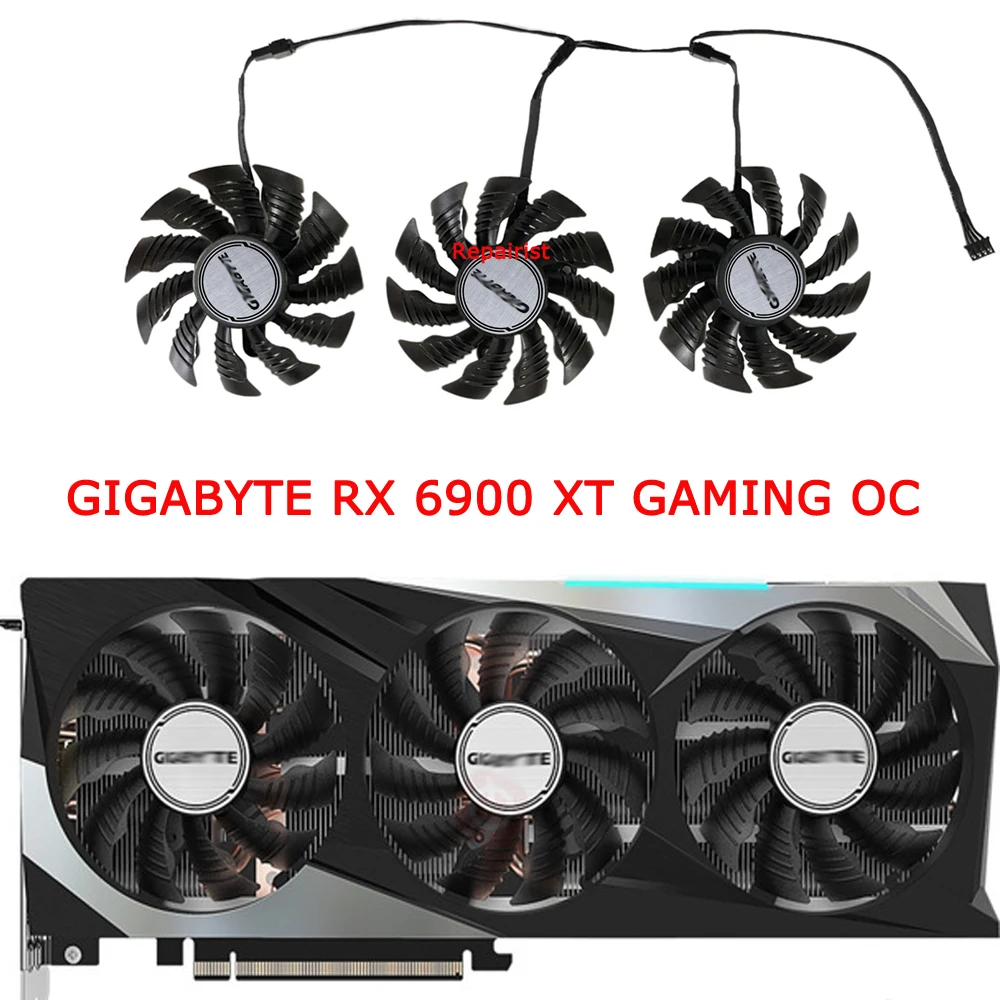 GIGABYTE RTX 2080Ti 2080 RX 6800 6900 XT 게임용 GPU 쿨러 팬, PLD09215S12H 교체용, 82mm T128015SU