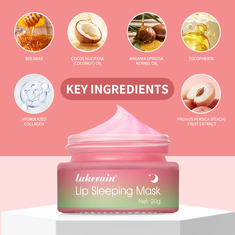 Lip Sleeping Mask Peach Moisturizing And Collagen Enhancing Restores Hydrates And Volumizes Dry And Chapped Lips Care Products