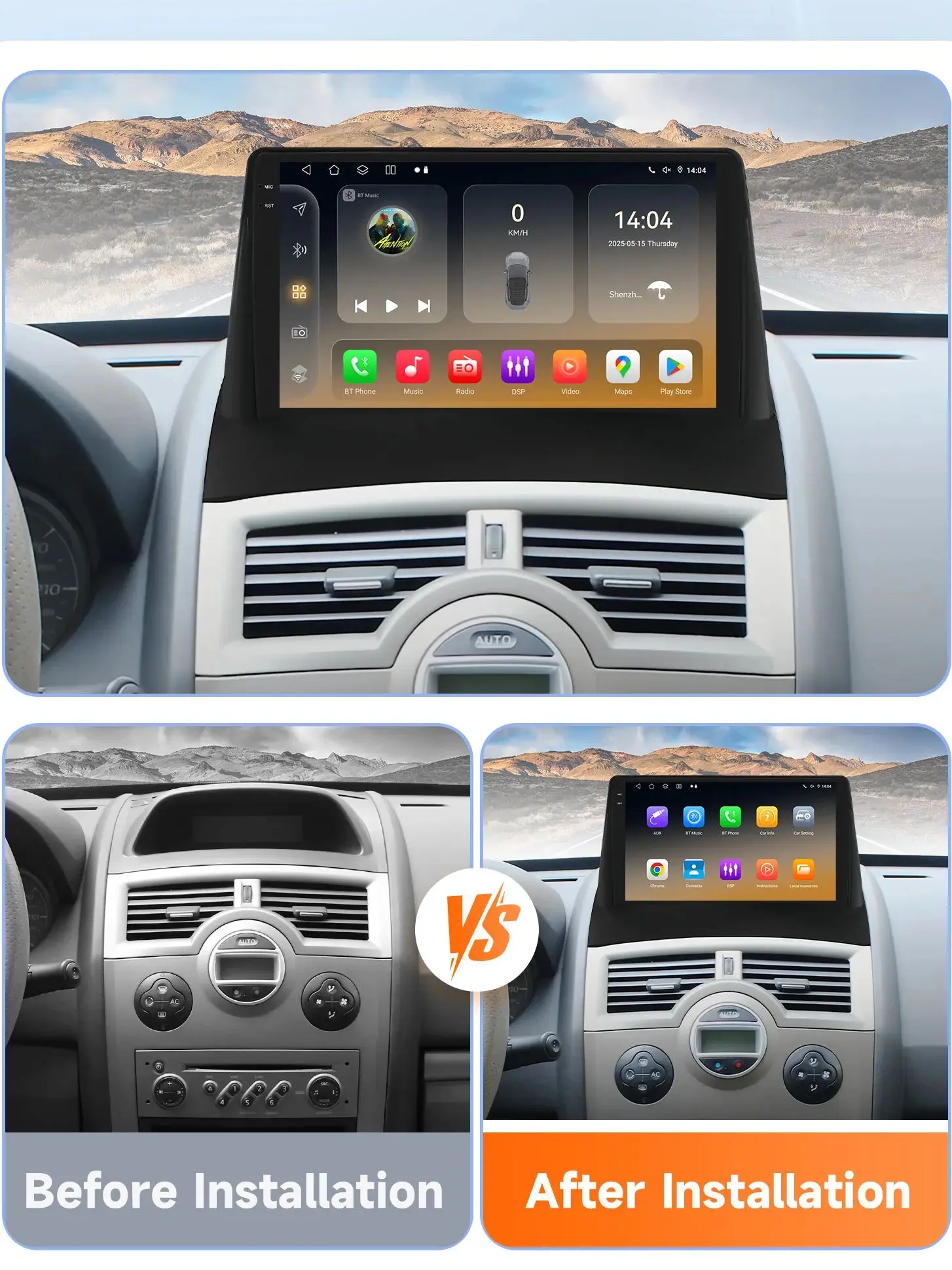Hizpo 8G 128G Autoradio Autoradio Für Renault Megane 2 2002-2009 Auto Multimedia GPS 4G Carplay 360Cam Durch Qualcomm Snapdragon6115