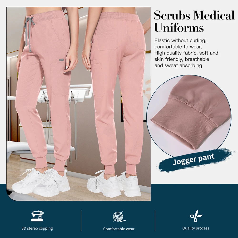 Pantalones quirúrgicos de Color liso para mujer, pantalones de trabajo para médico, Hospital de mascotas, Joggers, accesorios médicos, venta al por mayor