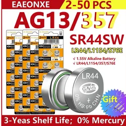 Batería de botón AG13 LR44 de 10-50 piezas, pila de botón de 175mAh, 1,5 V, 357 SR44 LR1154, para reloj, calculadora, juguete, celda de moneda remota, nueva