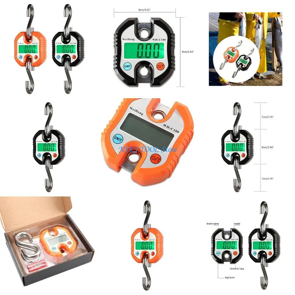 

L8RC LCD-Digital Display Electronic Fish Hook Hanging Weights Scale Handheld-Portable