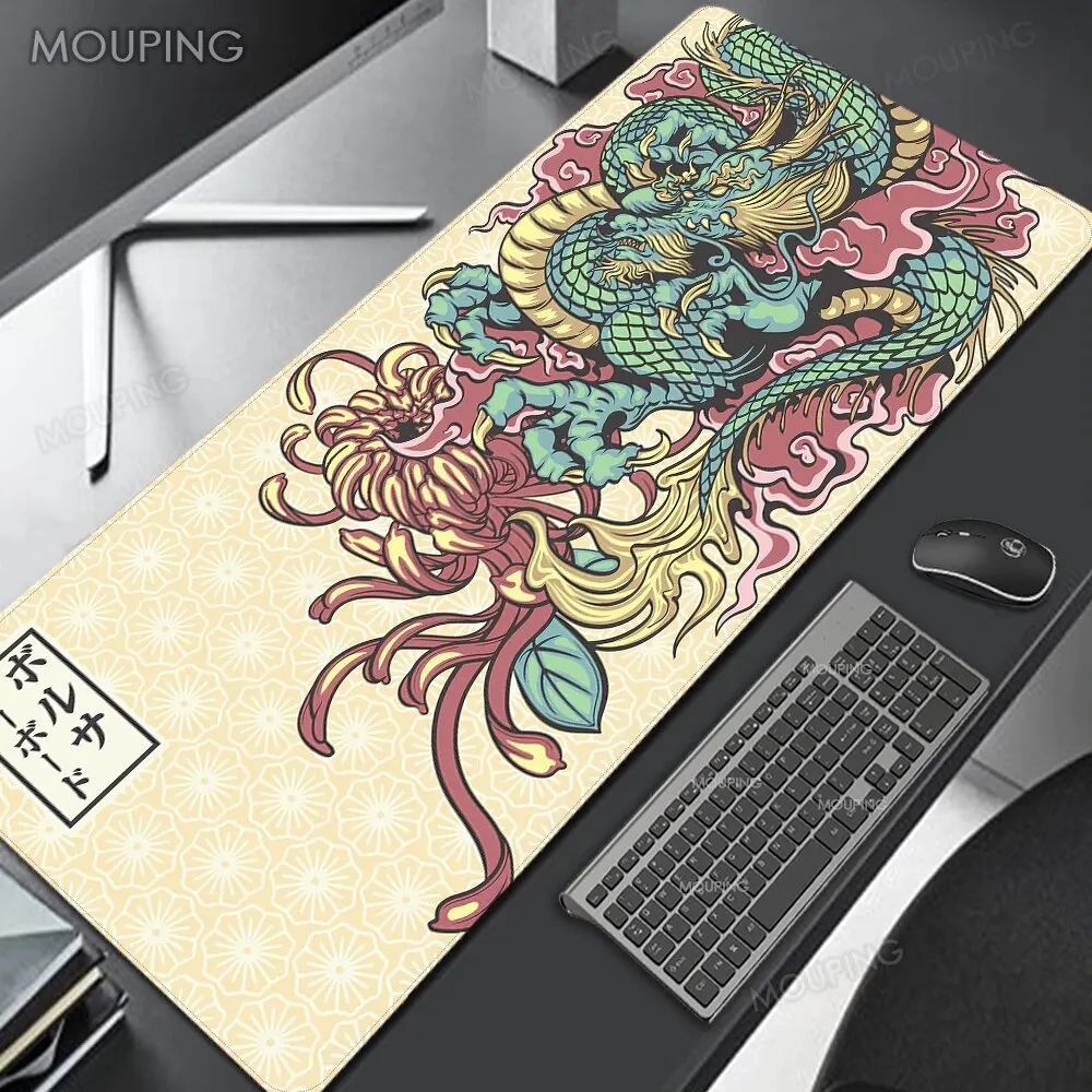 Yellow Dragon Mouse Pad Japan Black Deskmat Playmat Laptop Anime Gaming Keyboard Rubber Pad Pad on The Table Mouse Mat Pc Carpet