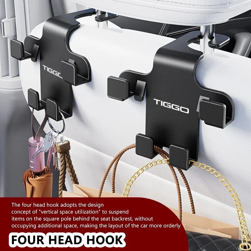 Auto Multi‑Purpose 4‑Head Seat Backrest Hanging Hook for Chery Tiggo 5X 7 Pro 8 Pro Omoda C5 Jaecoo J7 Car Organizer Parts