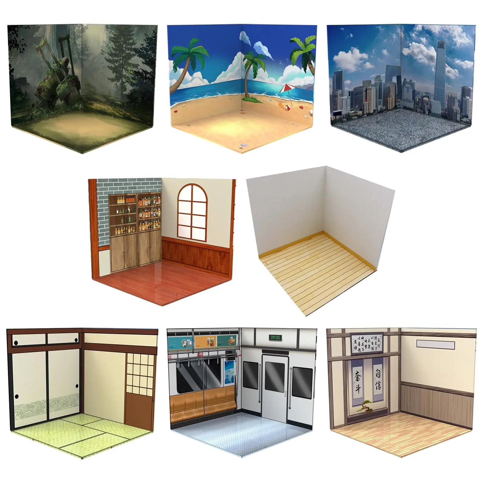 

1/12 Display Backdrop Vehicle Model showcase Storage Organizer Scene for Action Figures Vehicle Scene Toy Dolls