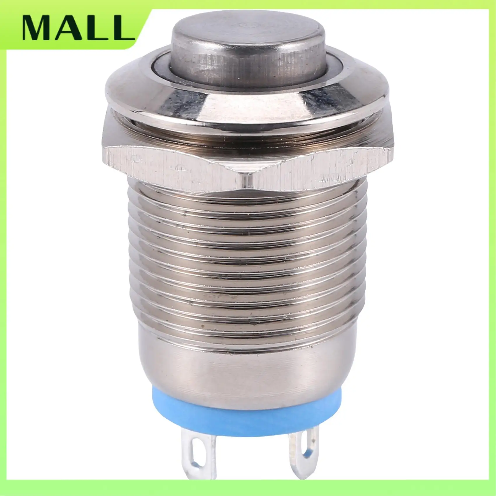 MALL 3V Pulsador Interruptor Timbre Botón Azul LED 12 Mm Plata