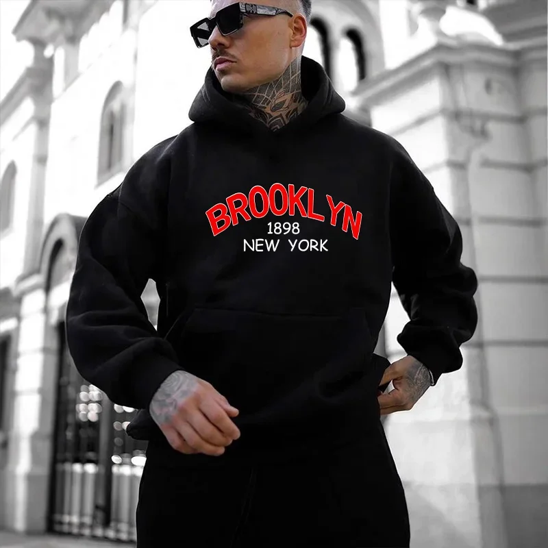 Brooklyn Print Hoodies für Herren Herbst Winter Heißer Verkauf Hochwertiges Kapuzenpullover Home Outdoor Casual Sport Warmer Pullover